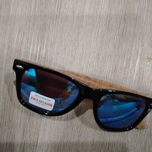 True Religion Black Sunglasses with Blue Lenses